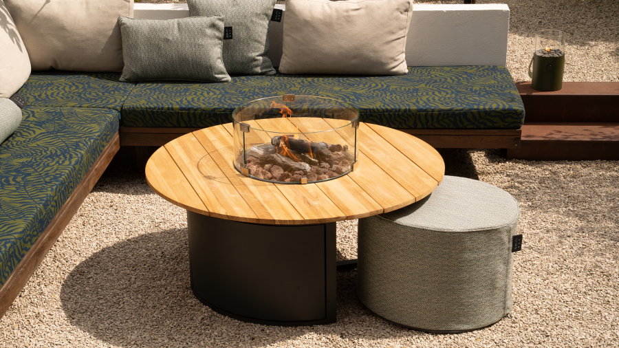 Cosiloft 120 fire pit round black / teak