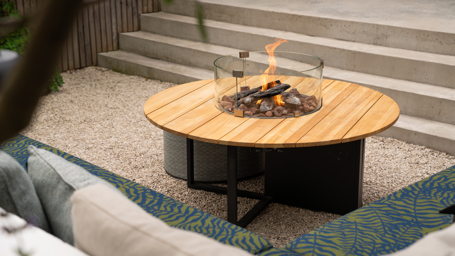 Cosiloft 120 fire pit round black / teak