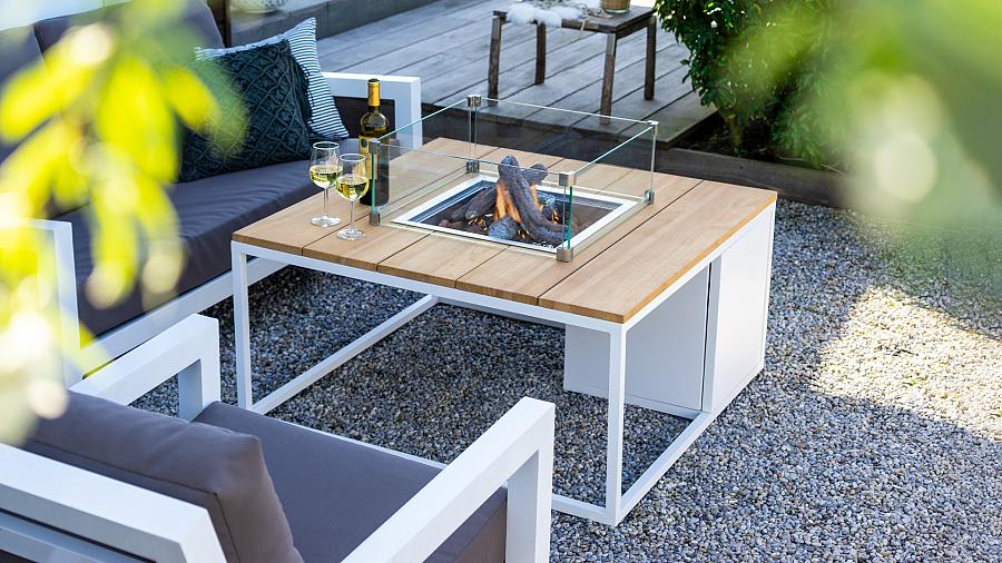 Cosiloft 100 lounge table white / teak