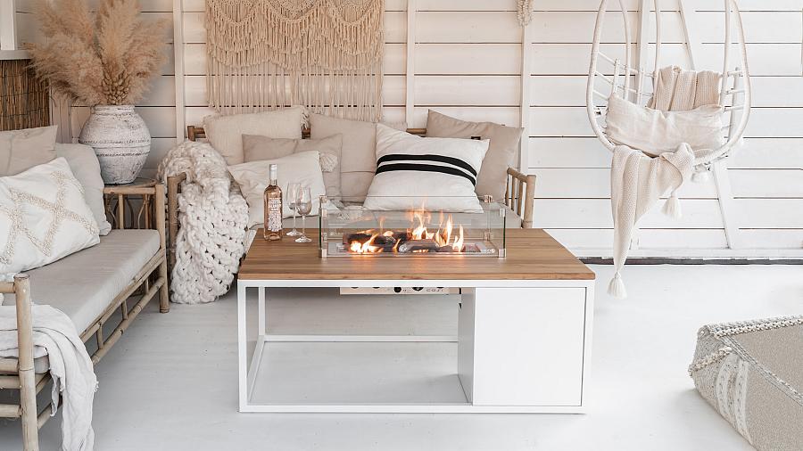 Cosiloft 120 lounge table white / teak
