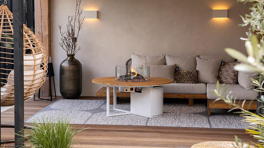 Cosiloft 120 round white / teak