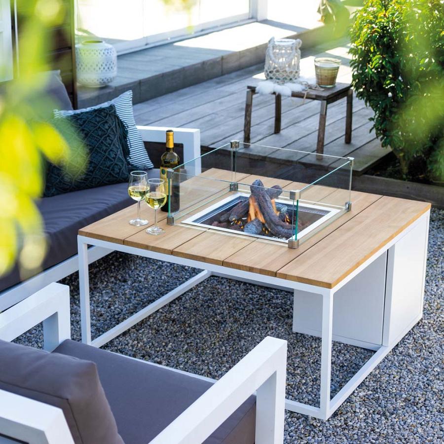 Cosiloft 100 lounge table white / teak
