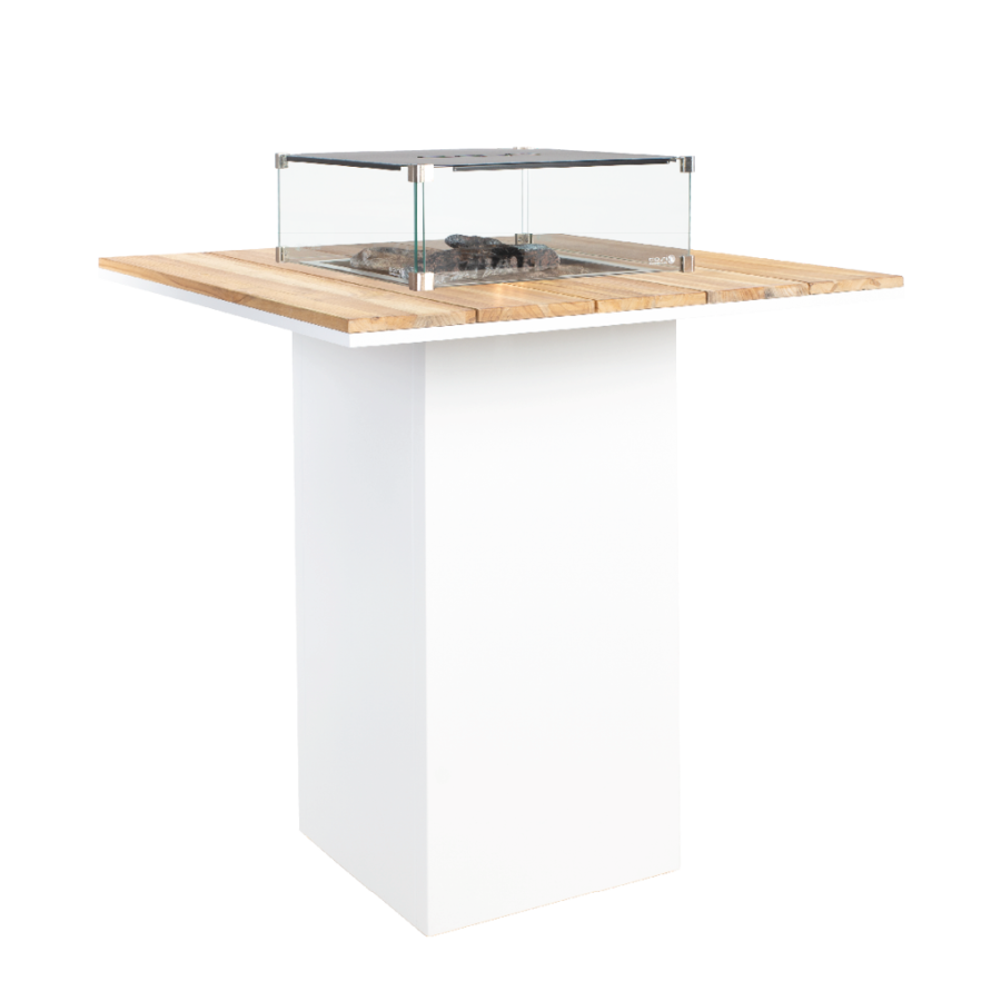 Cosiloft 100 bar table white / teak